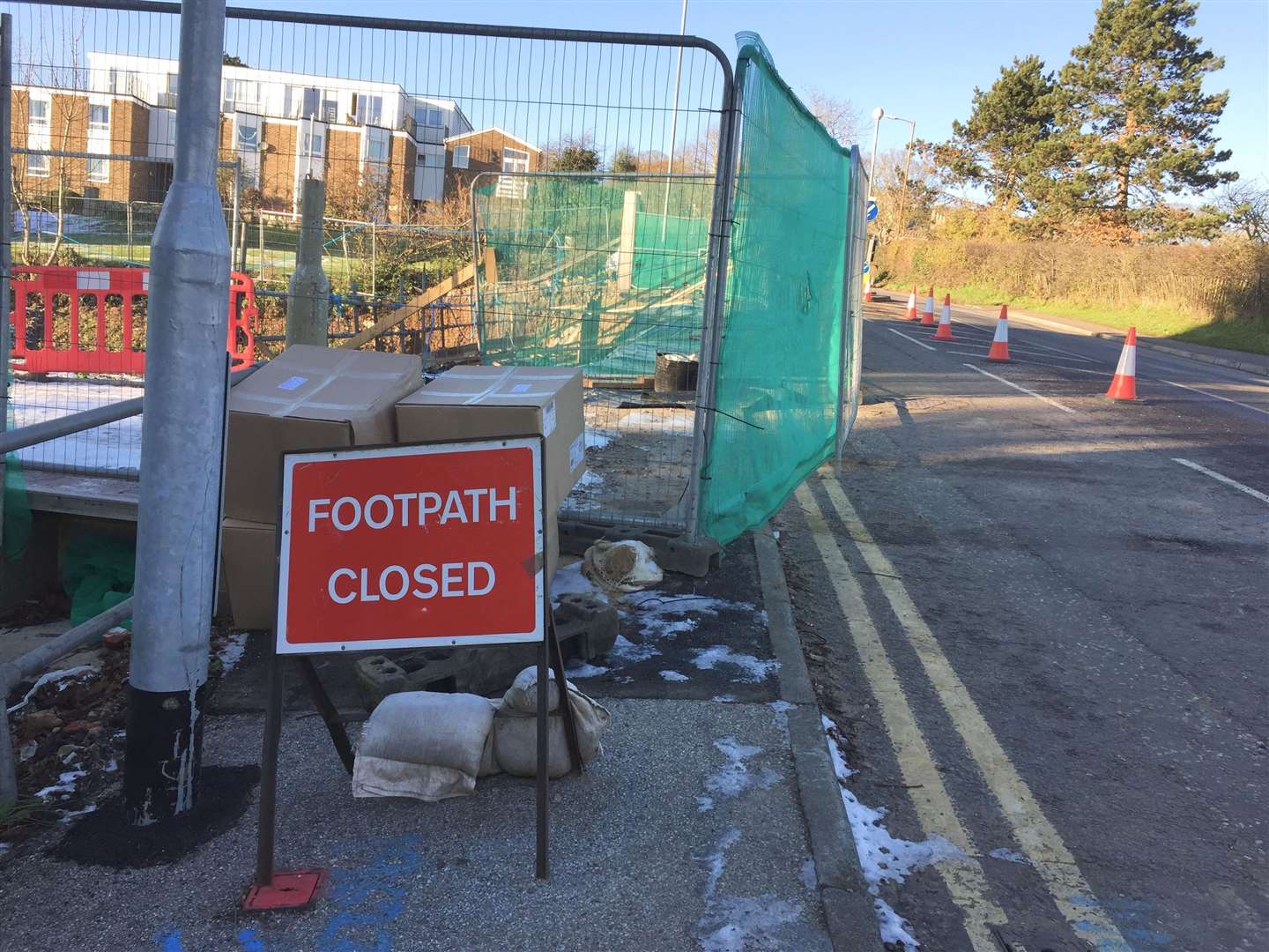 The footpath has been closed off while the work takes place