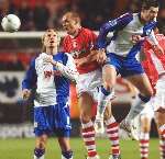 Danny Murphy challenges for the ball in the air. Picture: MATTHEW WALKER