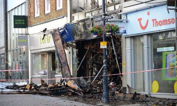 The shop has been destroyed in the fire. Picture: Gary Browne