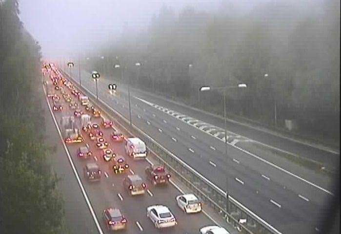 Drivers faced delays due to emergency road repairs on the M20 between J3 and J1. Picture: National Highways
