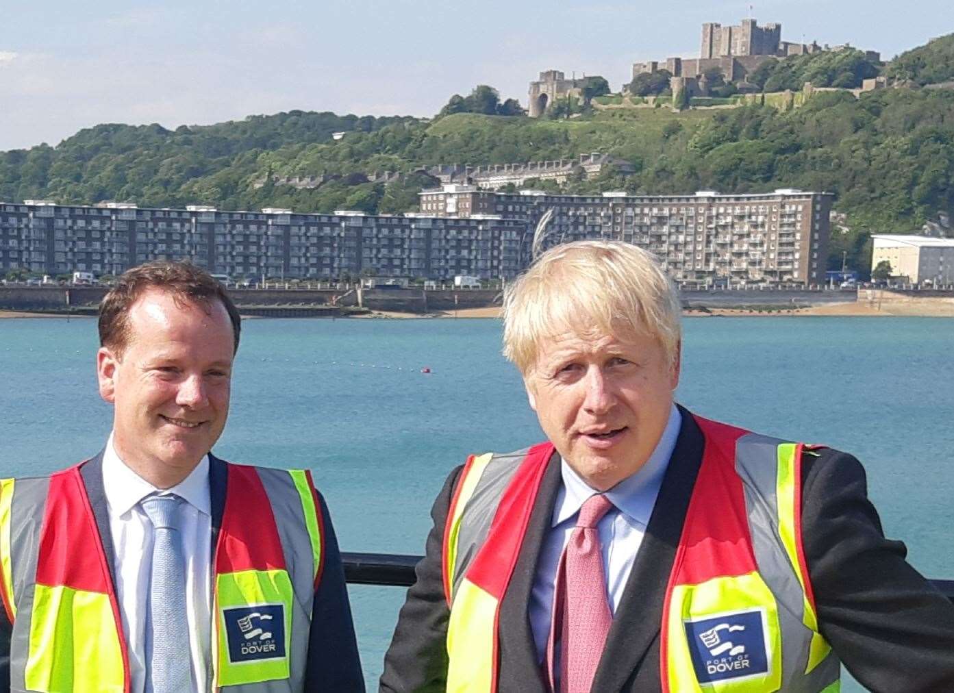 Mr Elphicke with Boris Johnson on his visit to Dover on July 11. This was a fortnight before Mr Johnson became Prime Minister