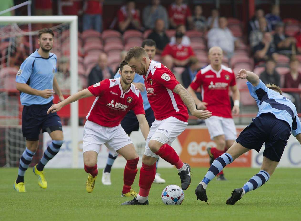 Ebbsfleet goal scorer Billy Bricknell on the ball Picture: Andy Payton