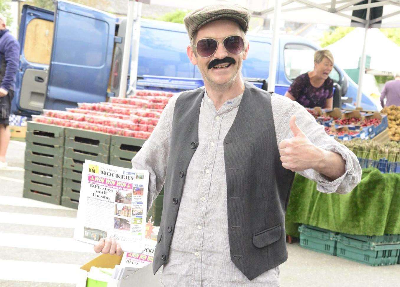 Joe Bangles selling the East Kent Mockery as Joe Bankles at Deal's Saturday Market (3895897)