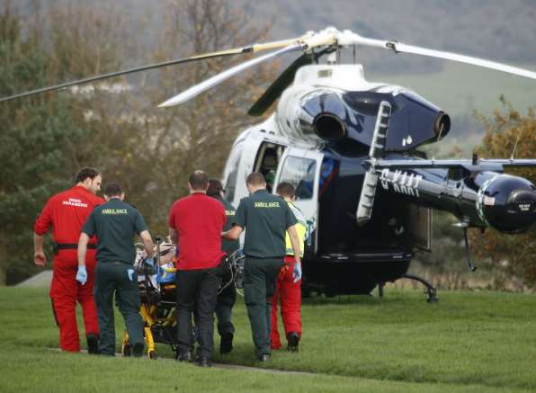 A man was seen being taken to the air ambulance