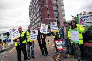 Public sector workers on strike outside Anchorage House in Chatham