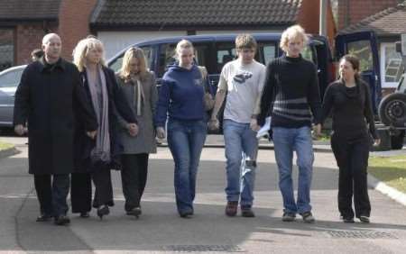 The family of plane crash victim Christopher Allarton visit the scene of the accident. Picture: Grant Falvey