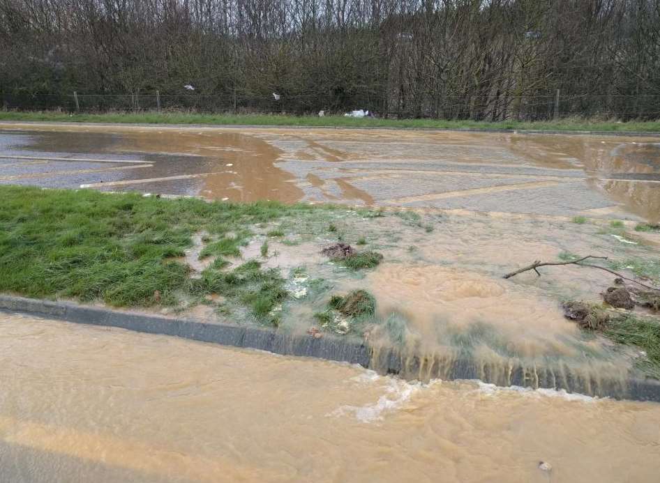 A burst water main caused problems on the A249. Picture: Highways England