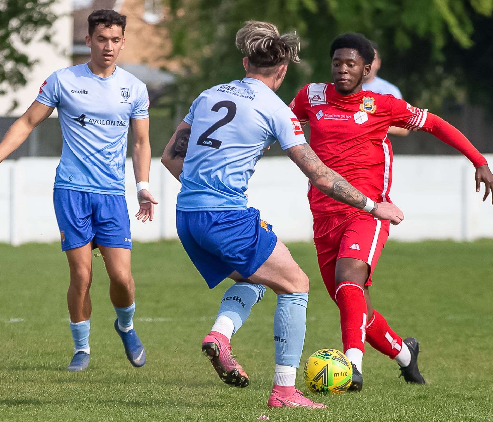 Whitstable's Veron Nzinga takes on Harrison Parker. Picture: Les Biggs