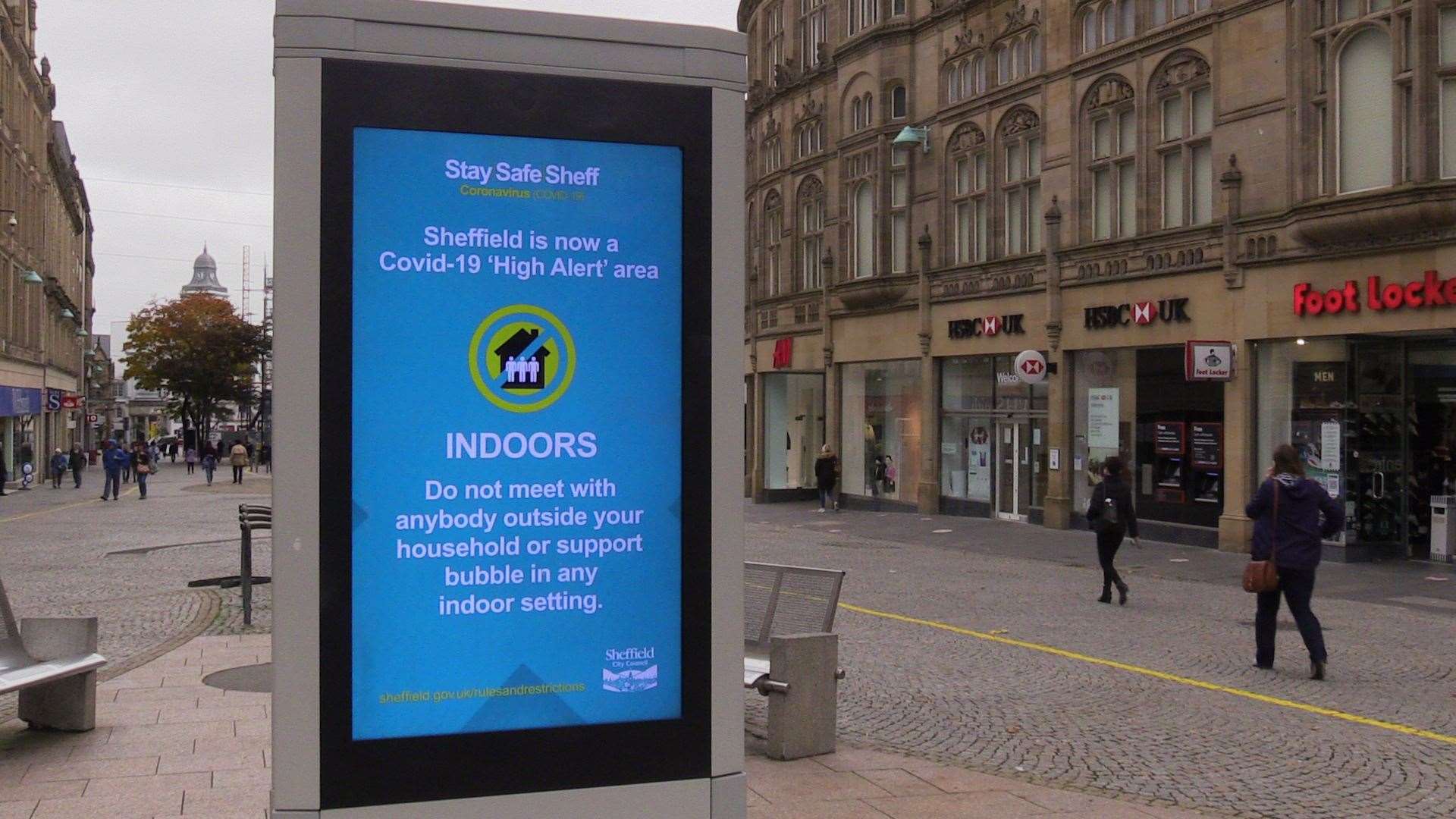 A coronavirus advice sign in Sheffield city centre (Dave Higgens/PA)