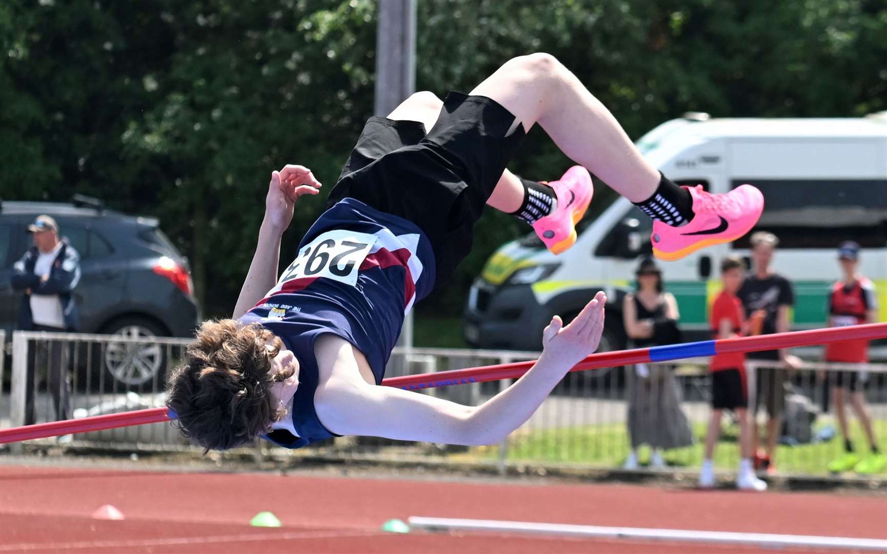 Toby Gwinnell won the Under-15 Boys’ high jump for Tonbridge AC. Picture: Simon Hildrew