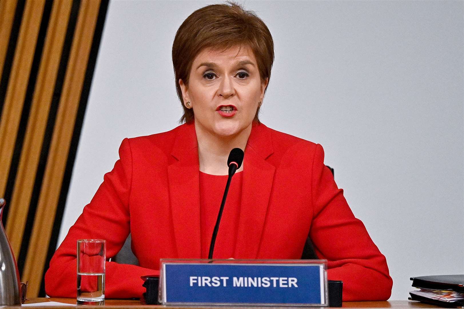 First Minister Nicola Sturgeon giving evidence to the Committee on the Scottish Government Handling of Harassment Complaints (Jeff J Mitchell/PA)