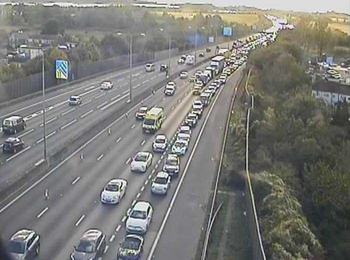 The M25 has been closed in both directions after a man was hit by a lorry. Picture: National Highways