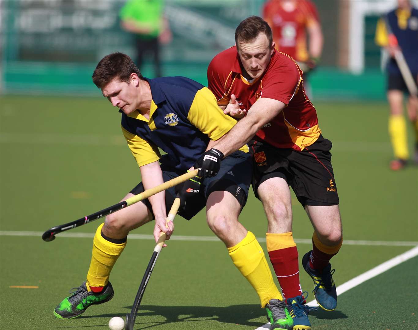 Sittingbourne Hockey Club have retained the traditional colours of Old Bordenians, pictured right in action against Maidstone Picture: John Westhrop