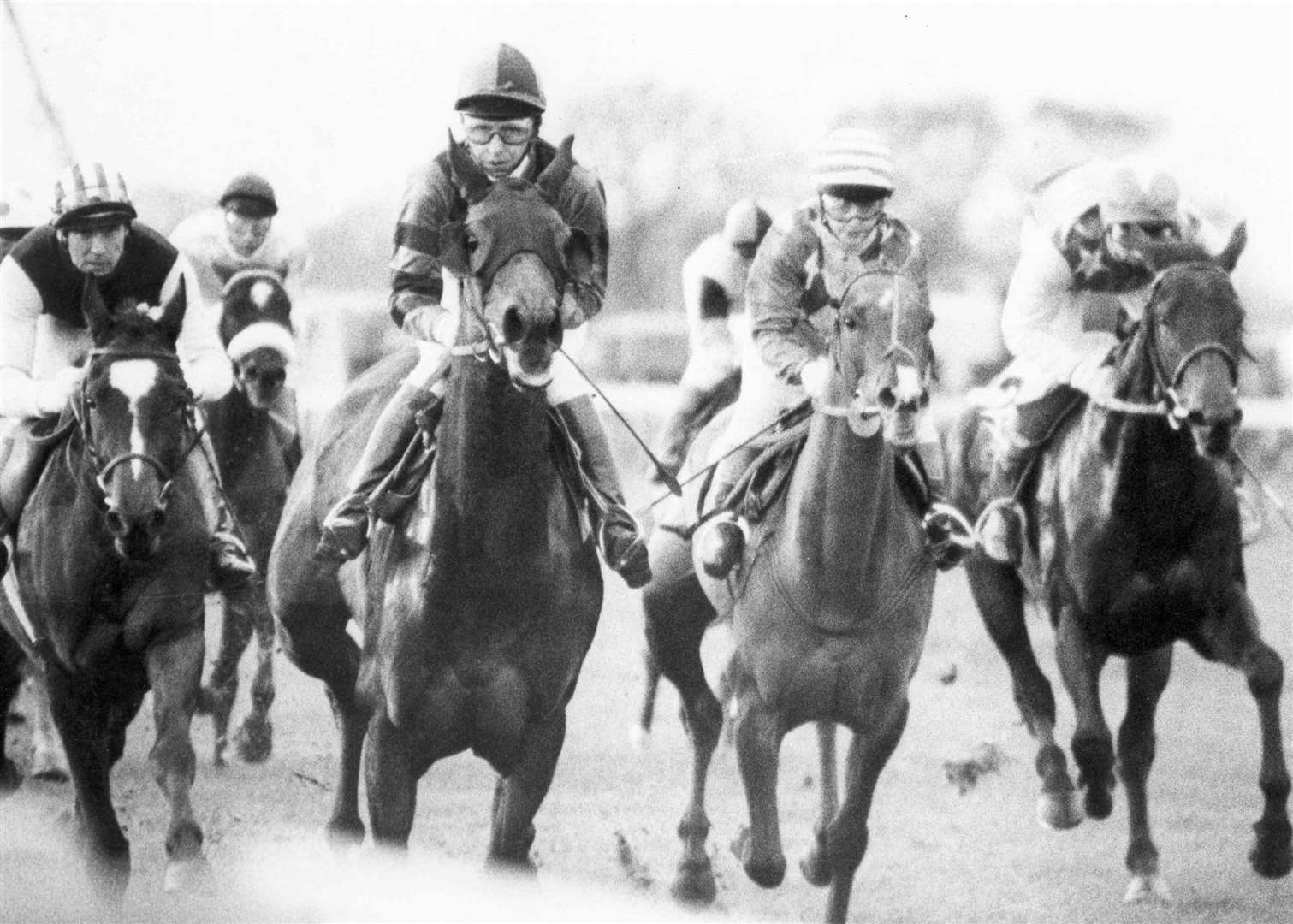 Jockey Anne Phillips, Princess Anne, rode Glowing Promise in the 3.00 Leeds Amateur Riders' Stakes at Folkestone racecourse in November 1986