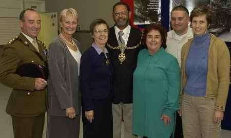 GOOD CAUSE: Left to right, Captain Paul Banyard, June Wilkins, fayre committee chairman, Karin and Morel D'Souza, Mayor and Mayoress of Maidstone, Pat Marshall, president of the fayre committee, Andrew Sanalitro, of the Maidstone Christian Centre and Mary Board of the Maidstone Children's Centre. Picture: MATT WALKER
