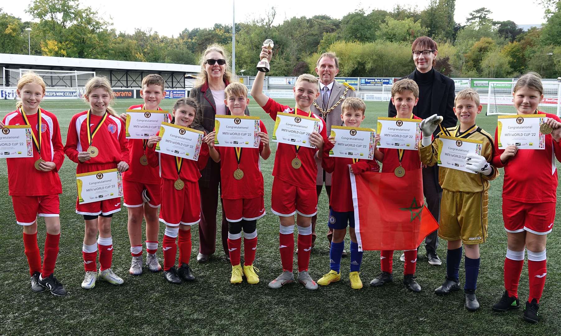 Discovery School youngsters, representing Morocco, are presented with the Mini World Cup. Picture: Ian Tucker
