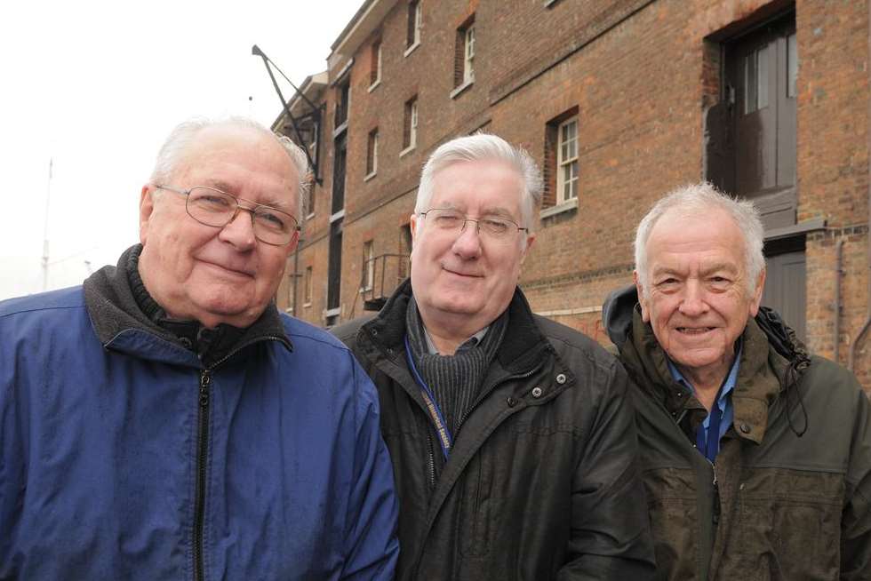 Ex-Chatham Dockyard workers Brian Jenkins, left, John Nicholas, centre, and Barry Stevens