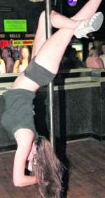 A pole dancer in action - but in a pub, not the school