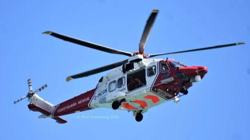 The Coastguard helicopter was involved in the search in Dover. Picture: Paul Armstrong