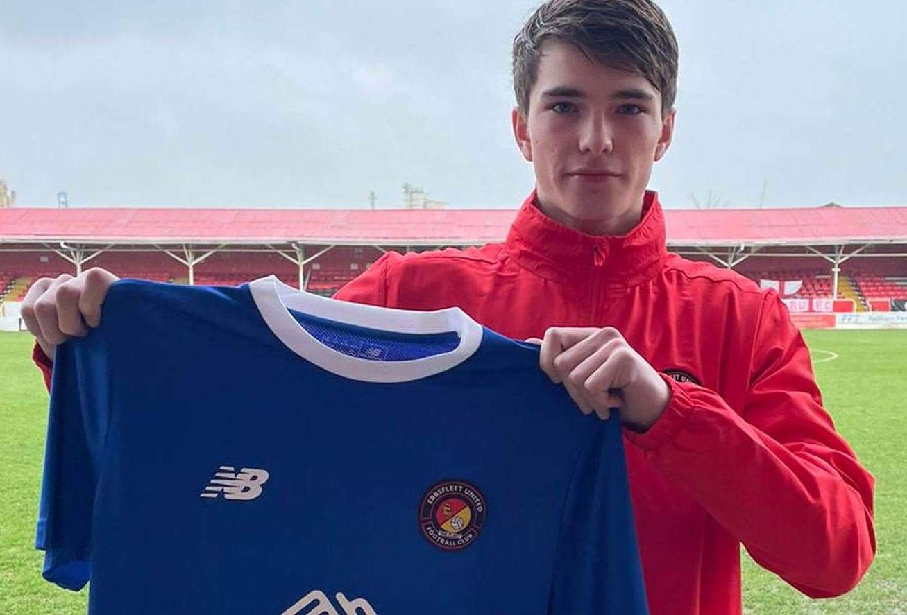 Ebbsfleet academy keeper Harrison Firth has signed first-team forms. Picture: EUFC (44319555)