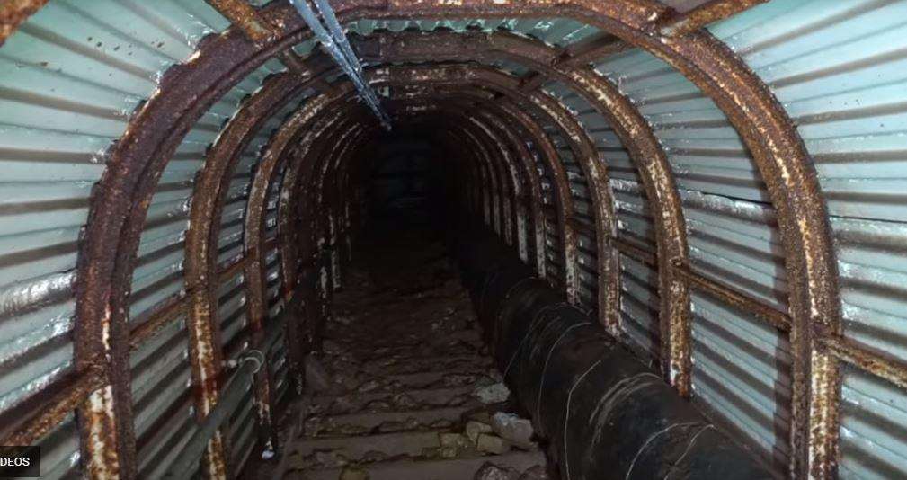 One of the corrugated-lined tunnels. Picture: Abandoned World Explorer UK/YouTube