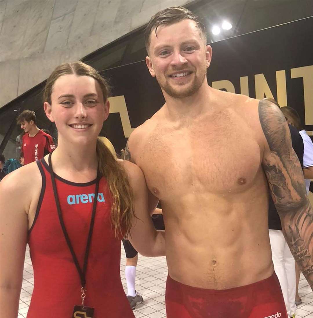 Dover LIfe Guards' Molly Lown with Olympic champion Adam Peaty at the Sprint with Stars gala
