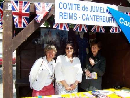 Lord Mayor of Canterbury, Cllr Carolyn Parry (centre), with Reims residents