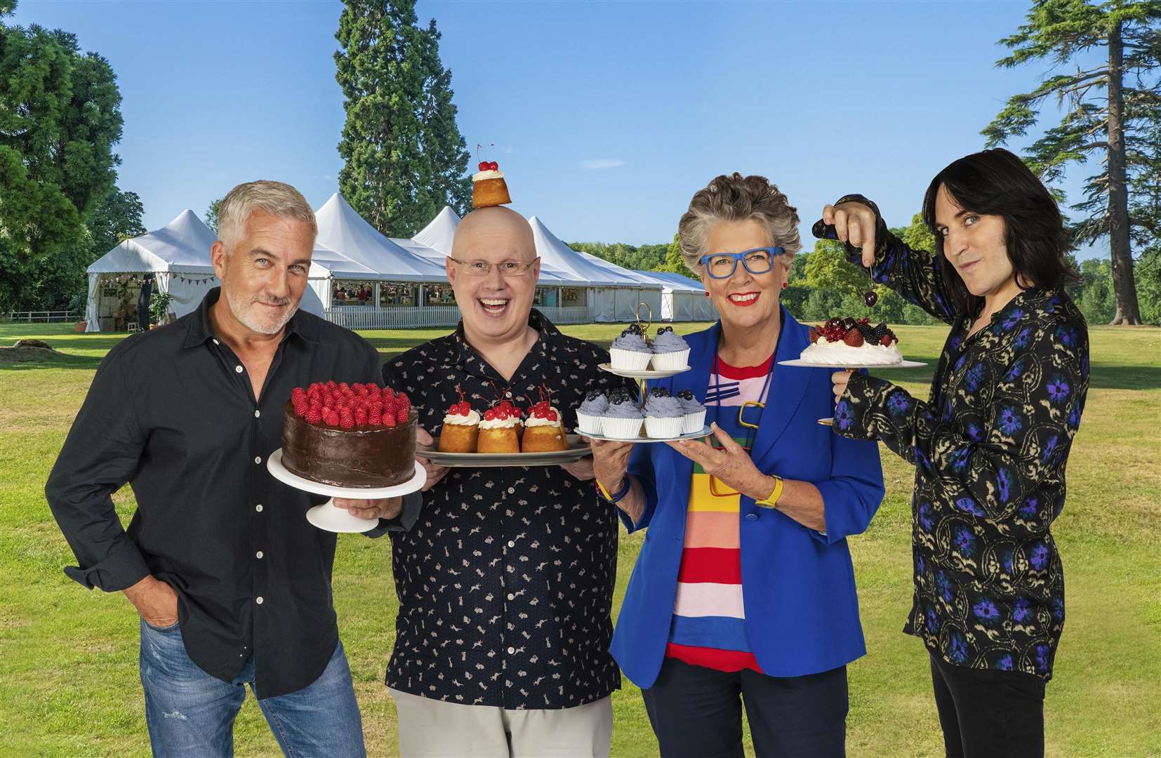 Judges and hosts Paul Hollywood, Matt Lucas, Prue Leith and Noel Fielding. Picture: Channel 4