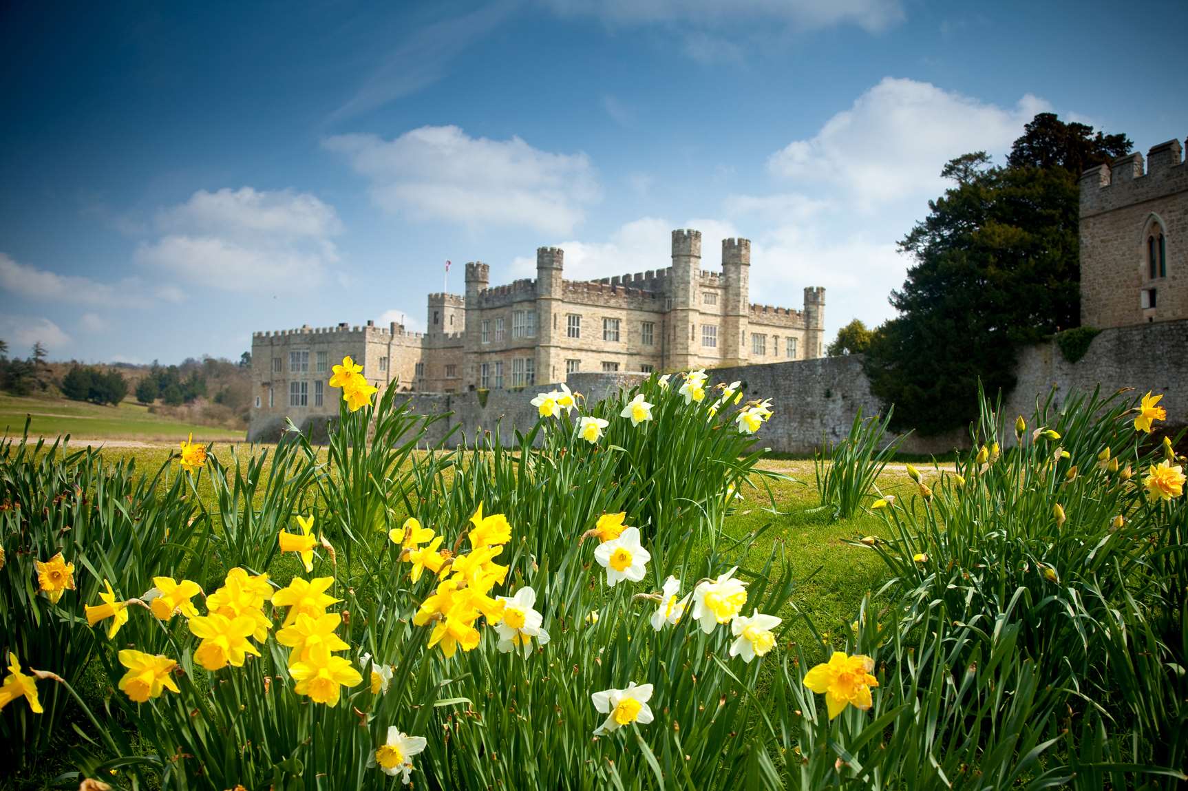 Leeds Castle is just off the M20 at Hollingbourne, near Maidstone