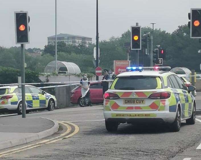 Police cordon off Sainsbury's entrance in Maidstone