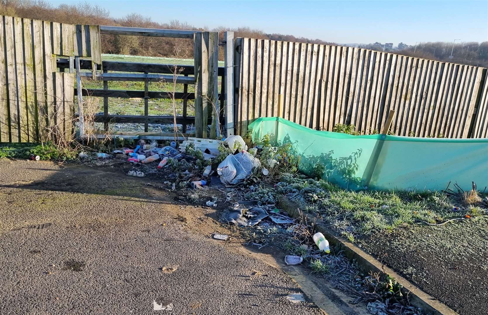 Rubbish has been dumped near the roundabout