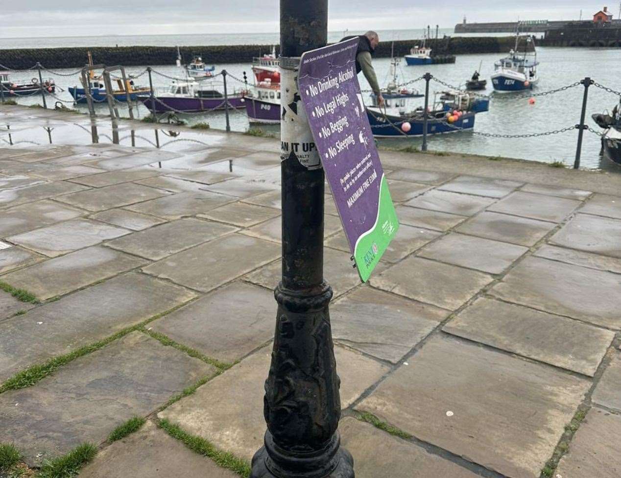 Some signs at the harbour are bent and require fixing. Picture: Andy Burnett
