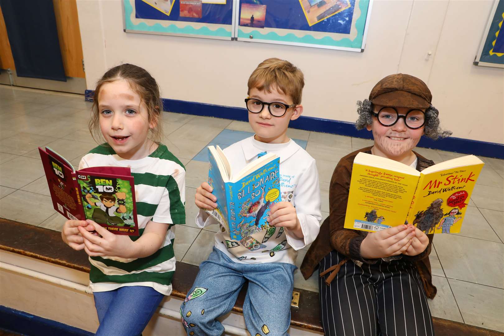 World Book Day at Warren Wood. Daisy, Arthur & Connor as Ben 10, Billionaire Boy & Mr Stink.Warren Wood Primary School. Picture: Andy Jones.