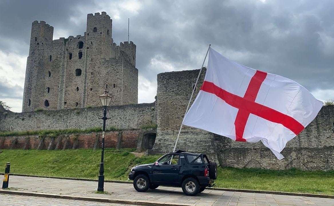 Samuel Carthew previously paraded a St George's flag during the Euros last year when England reached the final against Italy. Picture: Samuel Carthew