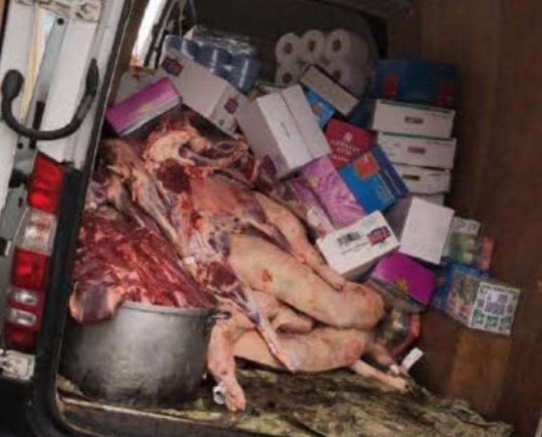 Meat being transported in the back of a van to Store 93 in Ashford
