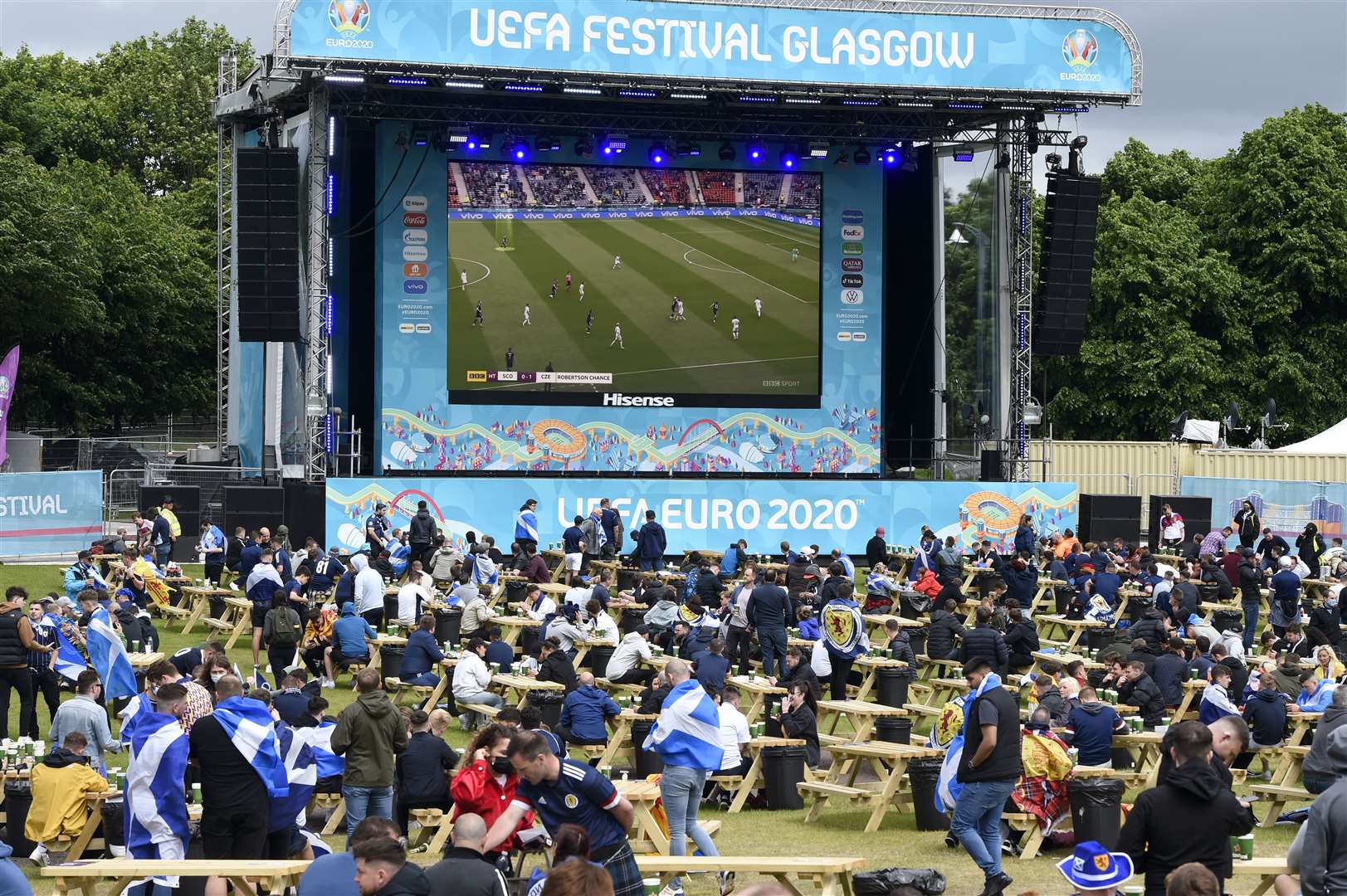 Scotland supporters at the Fan Zone in Glasgow (Ian Rutherford/PA)