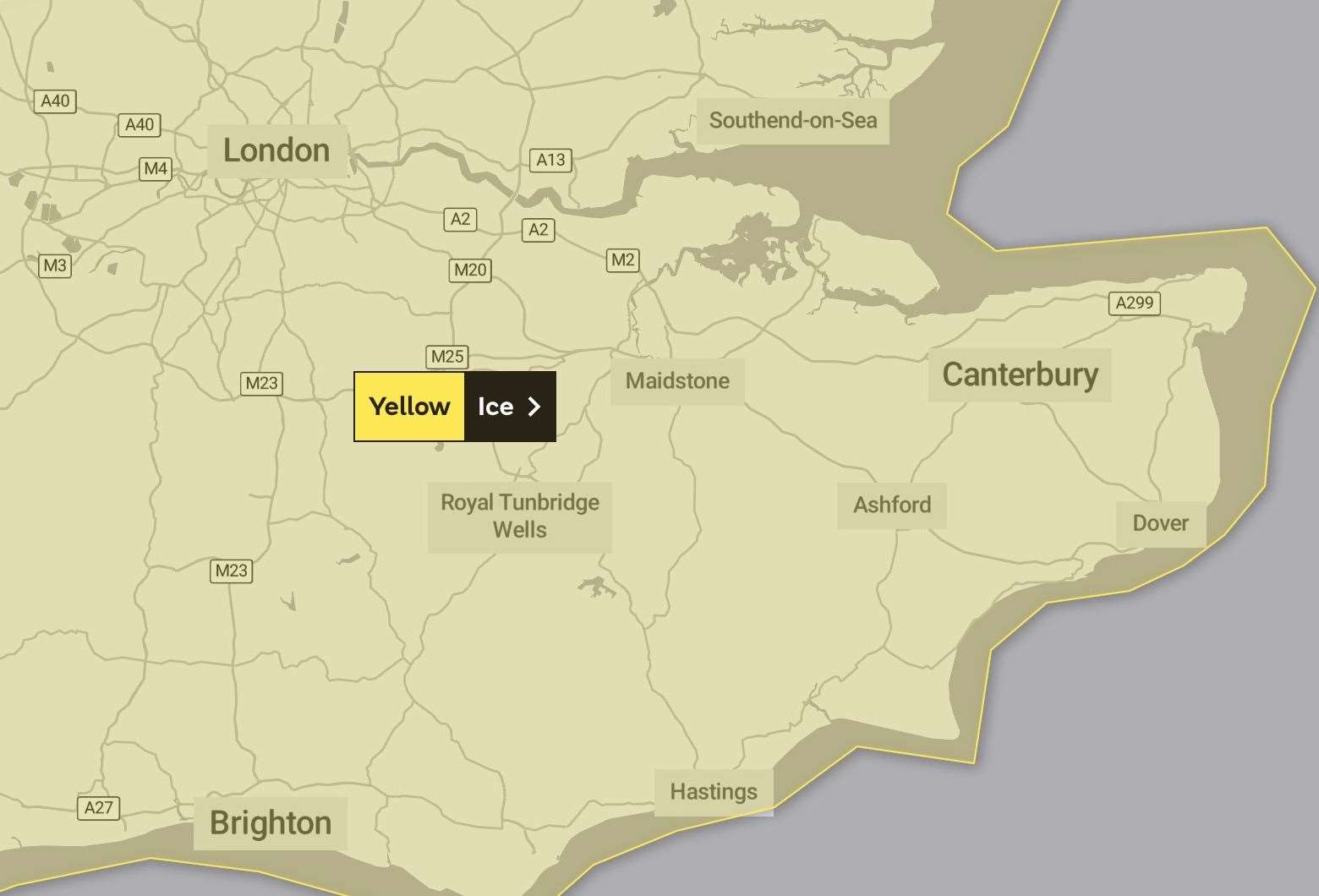 The Met Office has a yellow weather warning in place for ice until 10am. Picture: Met Office
