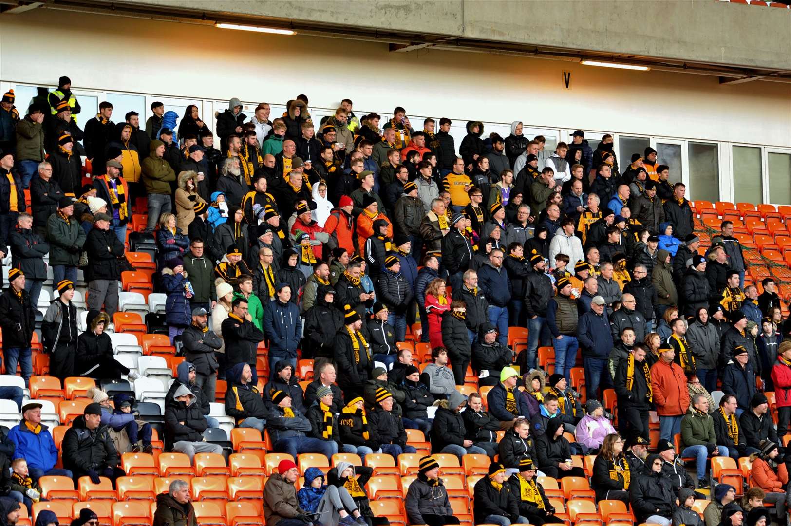 Maidstone fans in the Jimmy Armfield Stand at Blackpool Picture: Steve Terrell