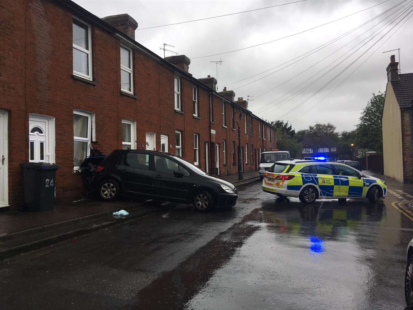 A car reversed into the house
