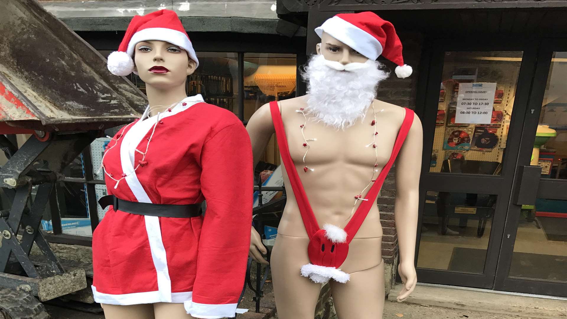 The sexy Santa mannequins prompted a visit from police. Picture: Richard Phipps