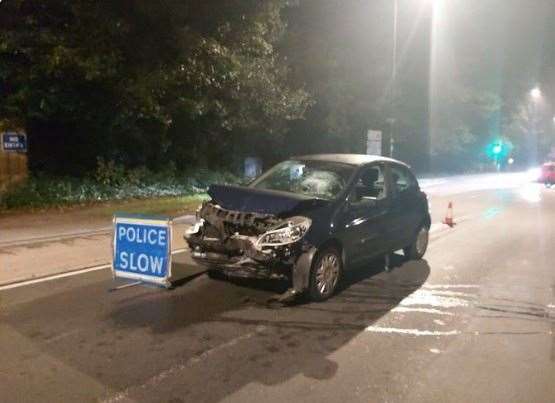 A man suspected of drink driving was arrested following the crash and taken to hospital. Picture: Kent Police.