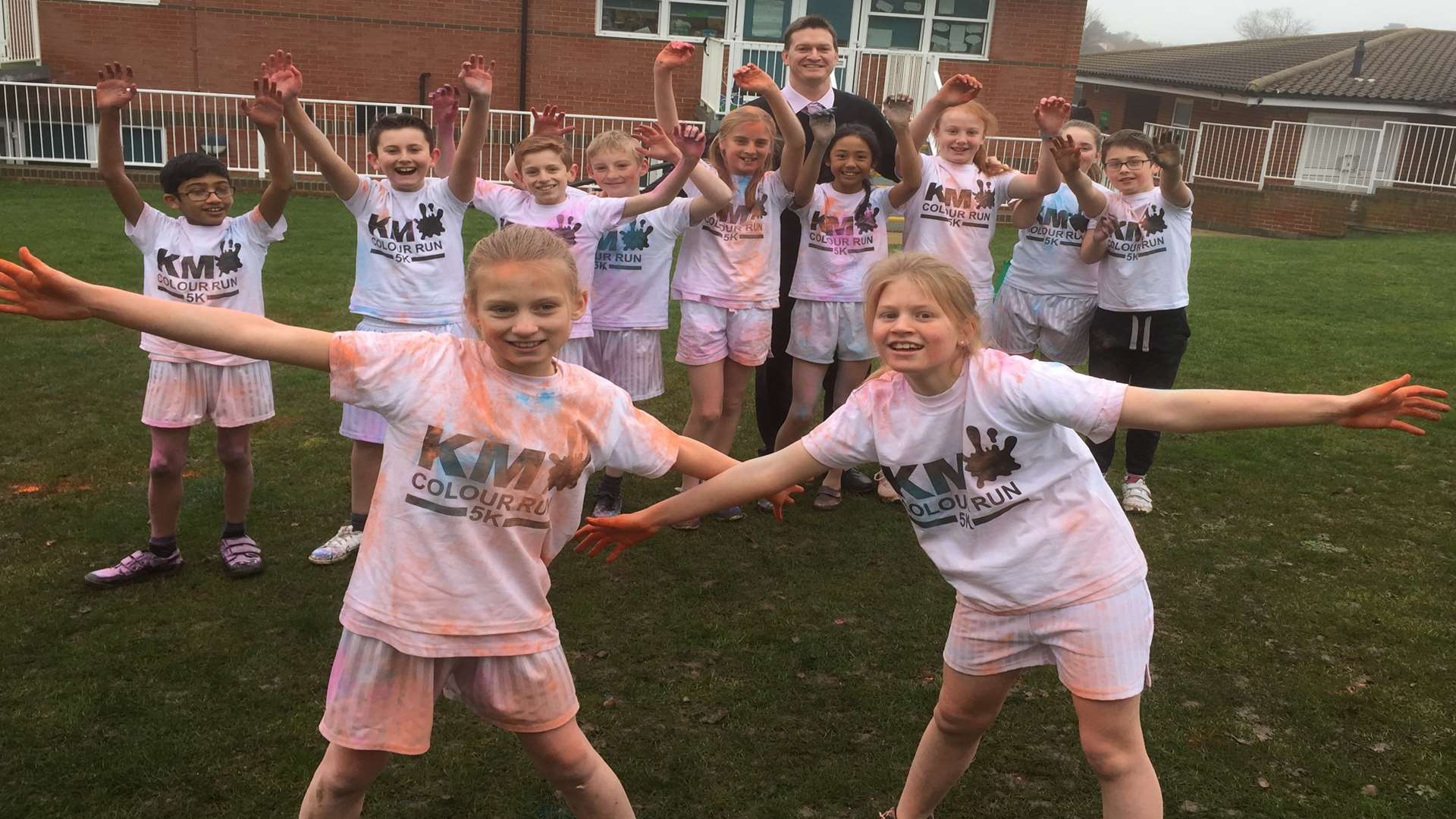 Pupils from St Mary's Catholic Primary School, Whitstable get ready for the KM Colour Run being staged on Sunday, June 11 at Betteshanger Country Park, near Deal.