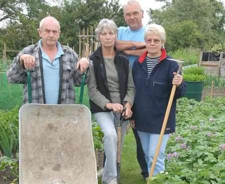 UPSET: Allotment holders Ken Hughes, Mary Whiteoak, Jim McKenzie and Carol McGlynn. Picture: MIKE SMITH