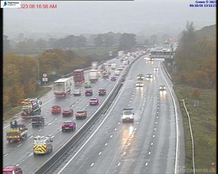 Traffic queuing on the M25 this morning. Picture: National Highways