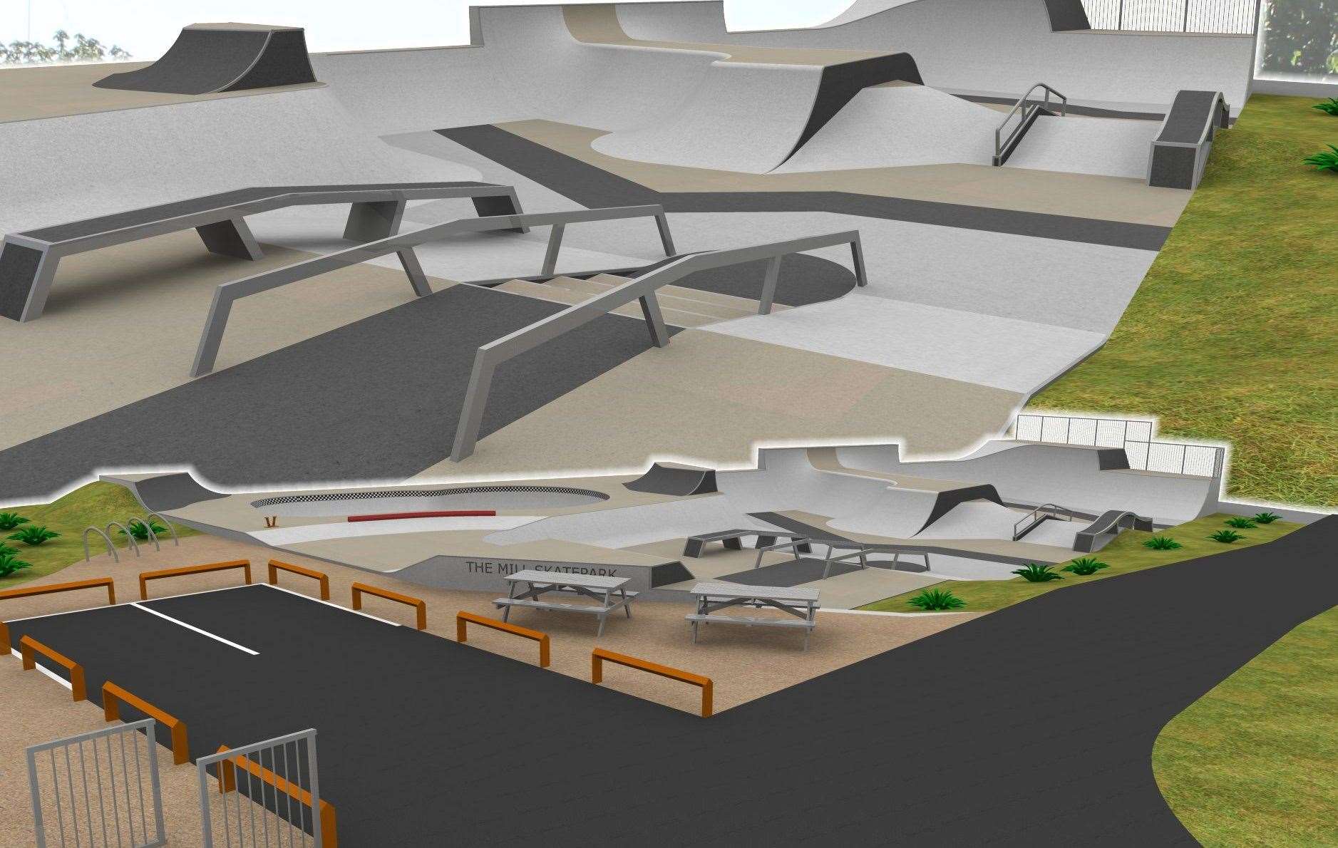 The plans for the skatepark behind Halfords at Sittingbourne Retail Park