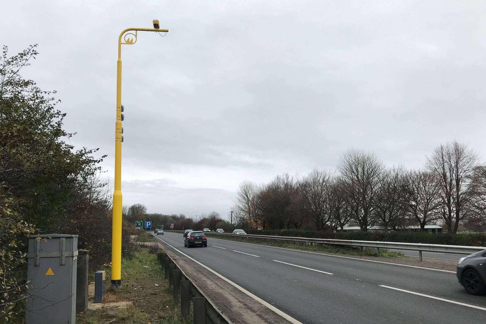 Newly installed average speed camera in Detling Hill