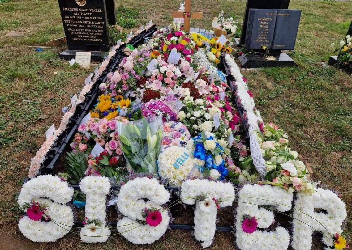 Bella’s grave in Herne Bay cemetery was festooned with flowers