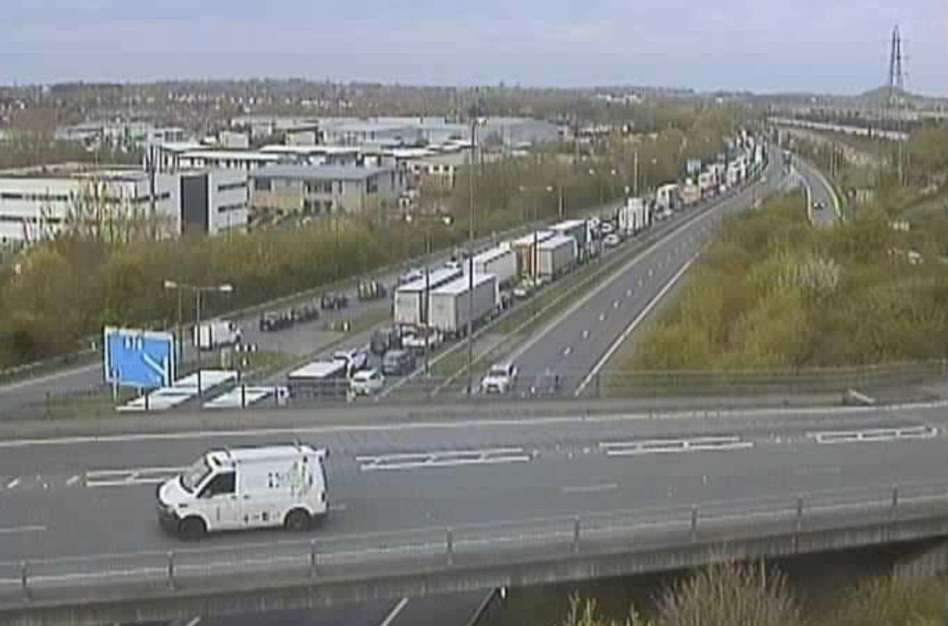 There are delays on the M20 motorway following a lorry crash. Picture: National Highways