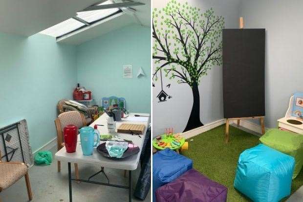 The classroom space has been completely transformed