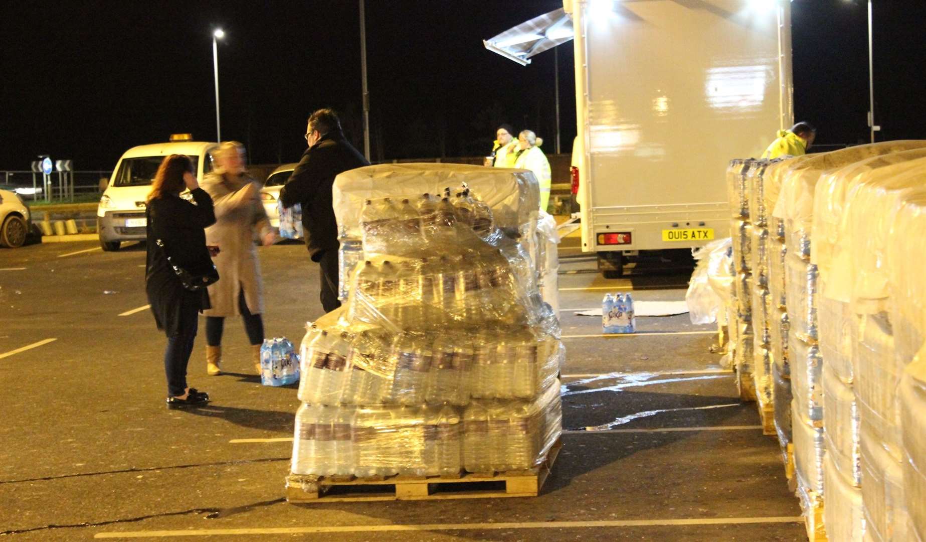 Bottled water handed out to residents in Morrisons car park at Neats Court when a pipe burst on the A249 and cut off supplies to Sheppey in 2016